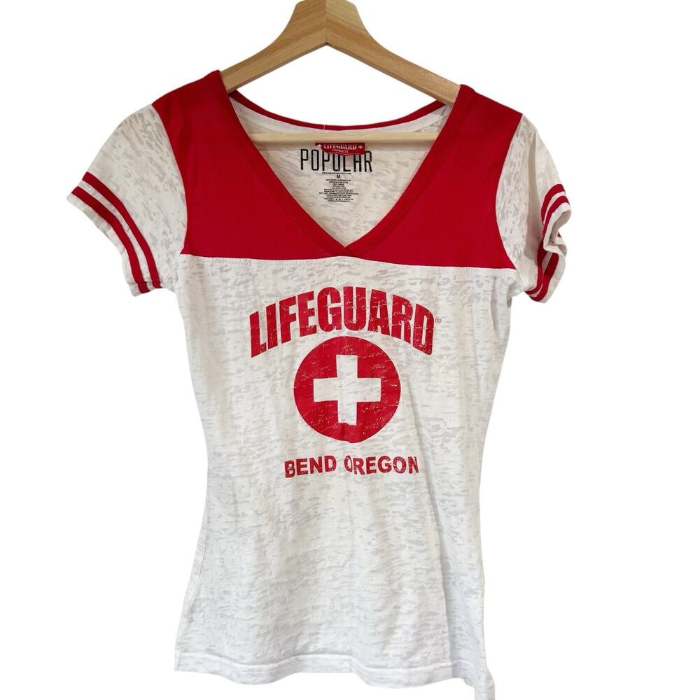 Lifeguard Tshirt Women Medium‎ White Red Bend, Oregon